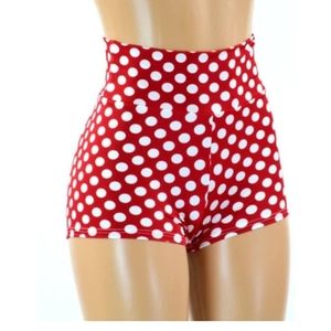 Spandex Polka Dot High Waist Shorts